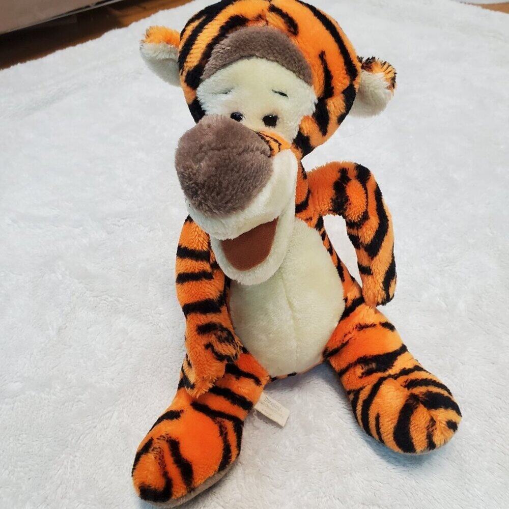 VTG DIsneyland WInnie the Pooh Tigger Orange Black Striped Toy 13" Plush Stuffed